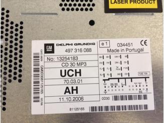Opel CD30MP3 Gyári Rádió. Corsa D. Delphi Grundig 13254183. Fekete